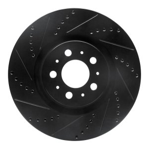 Volvo S60 Brake Rotor (1) - Front Left - R1 Concepts - Drilled & Slotted - Black - `04-`07